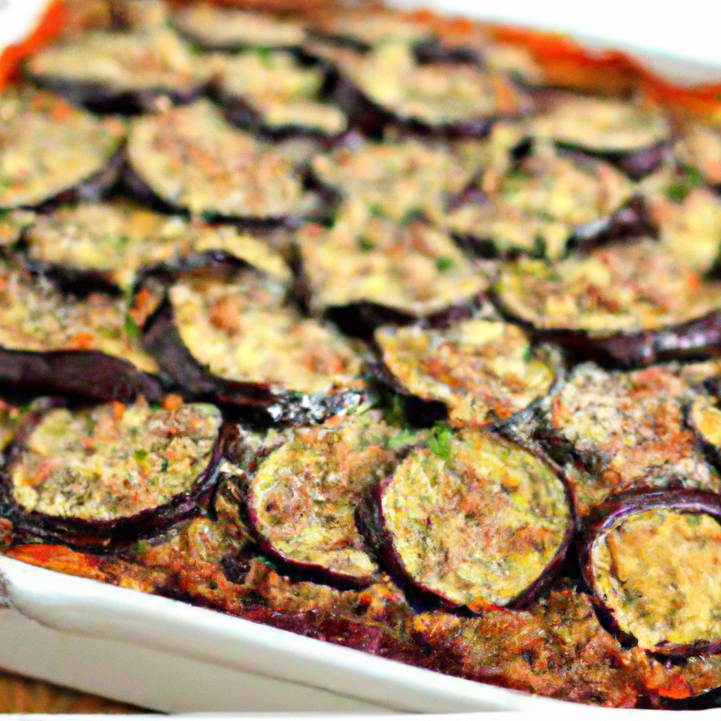 foto da receita Pastel de forno integral de berinjela com tomate seco