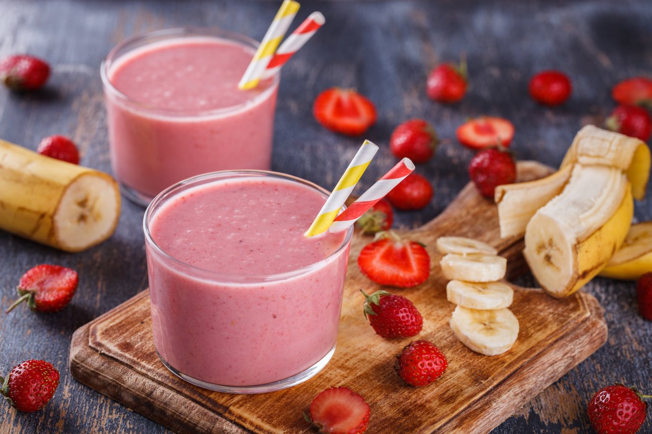 foto da receita Smoothie de morango com banana