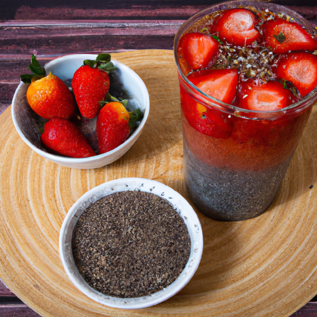 foto da receita Água aromatizada de morango,   chia e erva doce