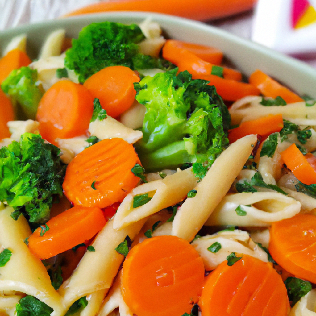 foto da receita Salada de macarrão integral e legumes com molho de iogurte e hortelã