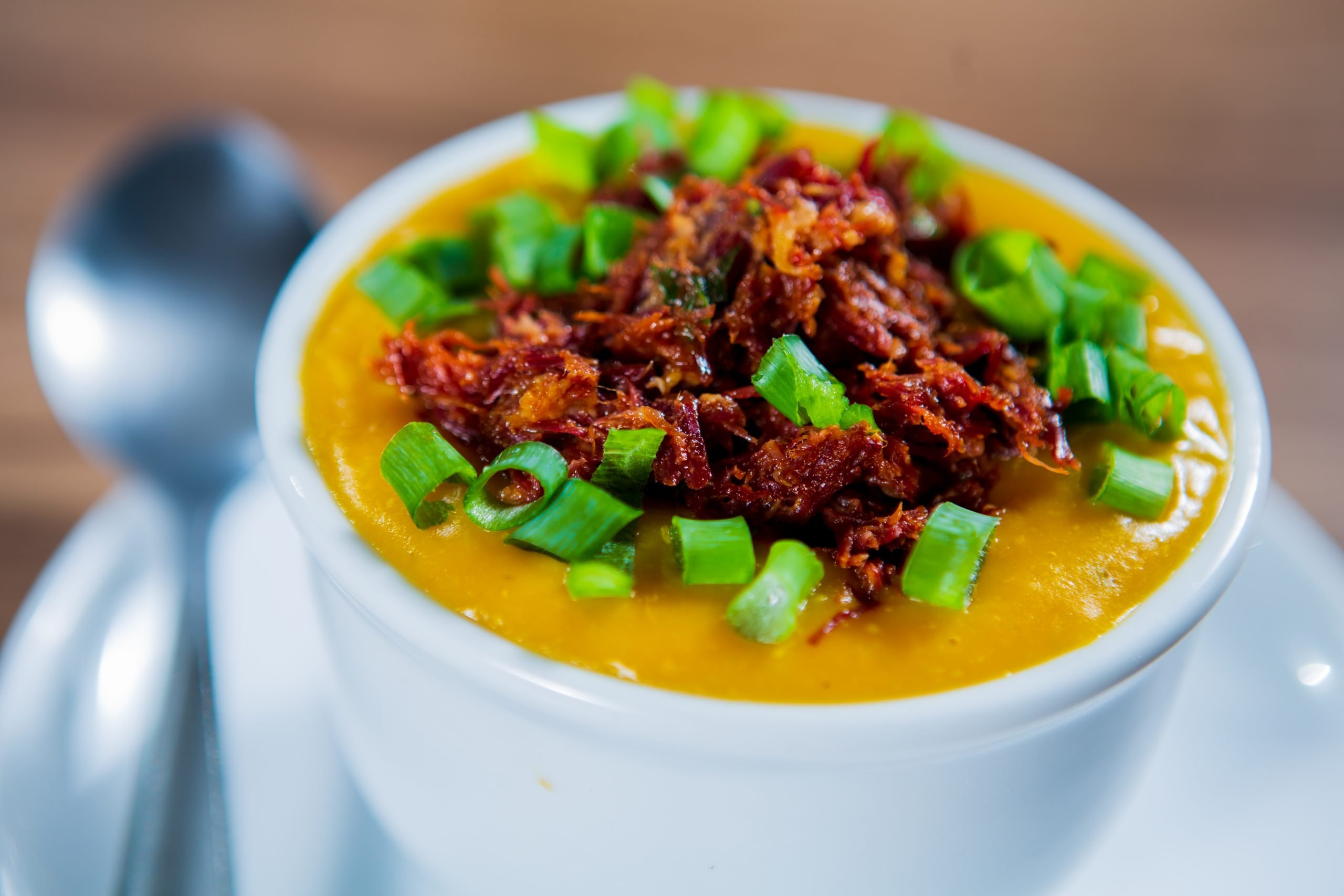 foto da receita Caldo de abóbora com carne seca