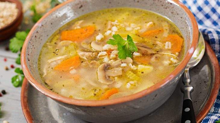 sopa de cevadinha com frango grelhado