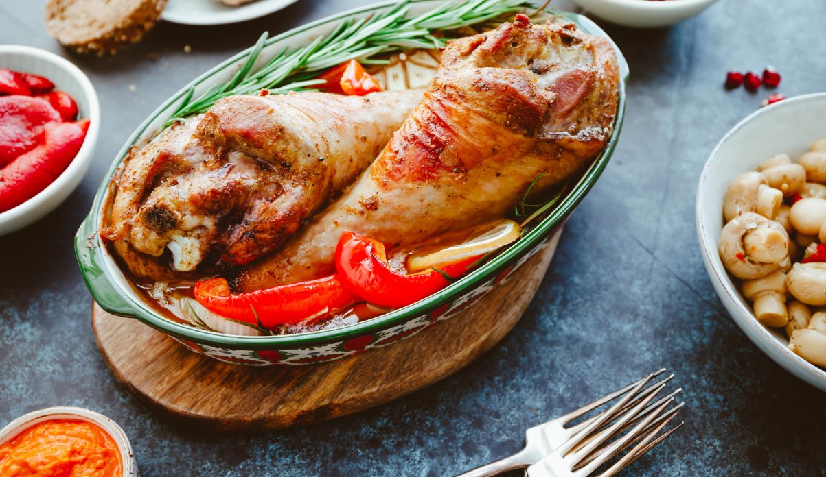 Ingredientes diferentes para um peru de Natal criativo